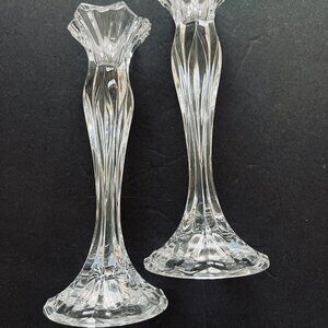 VINTAGE French "Blossom" Crystal Candlesticks Pair NWT